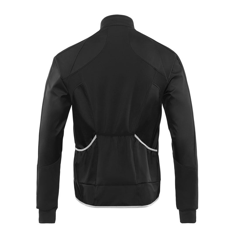 BERGRISAR Men's Cycling Jacket Winter Softshell Fleece Biking Jacket Thermal Running Windbreaker BG011 Black Size Small - Image 2